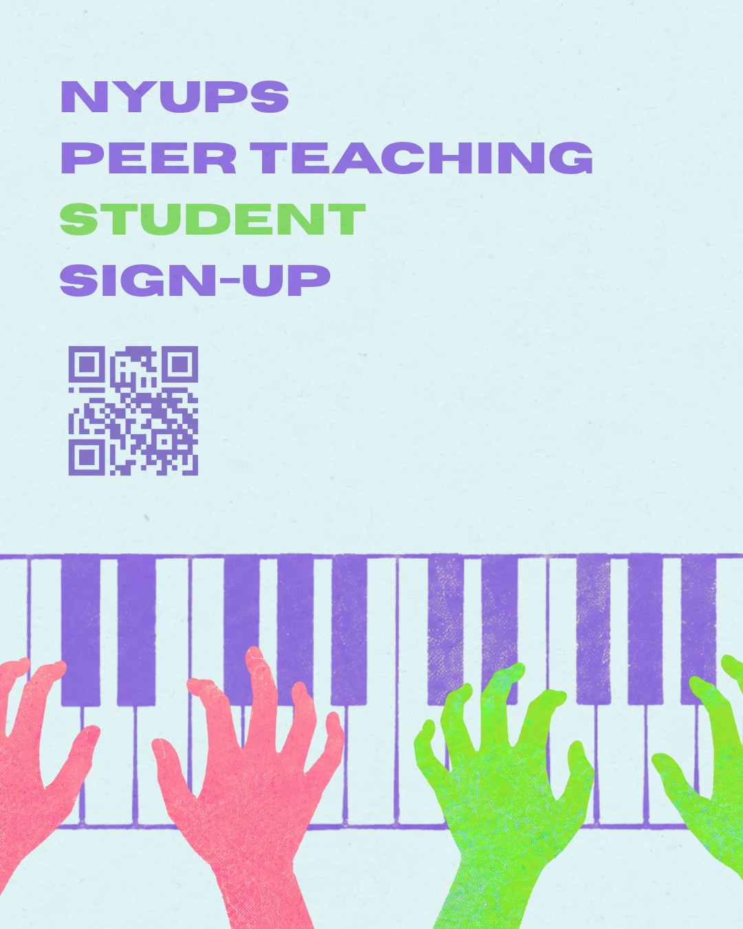 NYU Piano Society peer teaching student sign-up poster